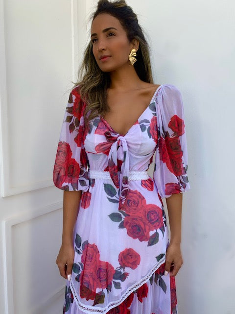 VESTIDO TULE FLORAL - VESTIDO ROSAS